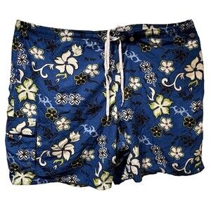 Board Shorts  Big Dogs Mens Hawaiian Floral Print Blue Swim Trunk Size 2X